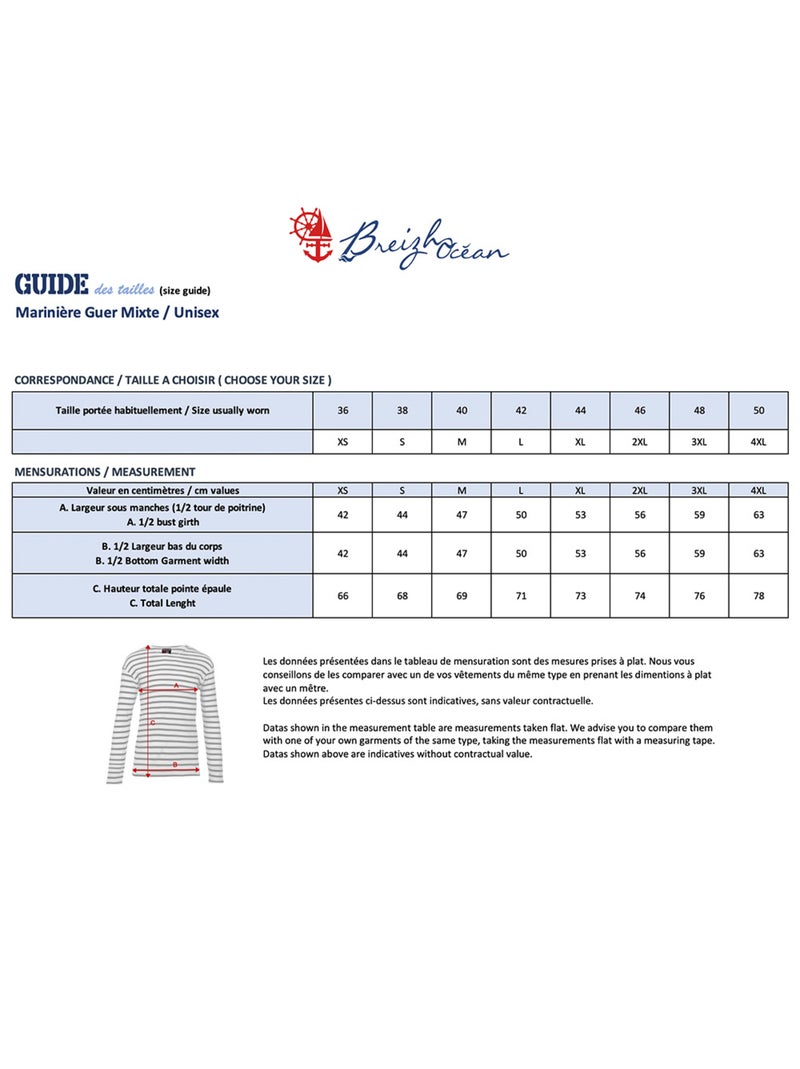 Marinière 'Breizh Océan', T-Shirt rayé mixte épais en Coton Bio, Homme ou Femme Ecru/Rouge - Kiabi