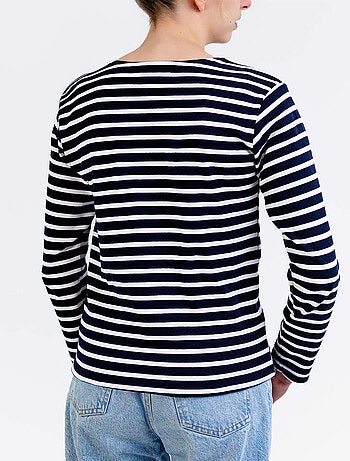Marinière 'Breizh Océan', T-Shirt rayé mixte épais en Coton Bio, Homme ou Femme