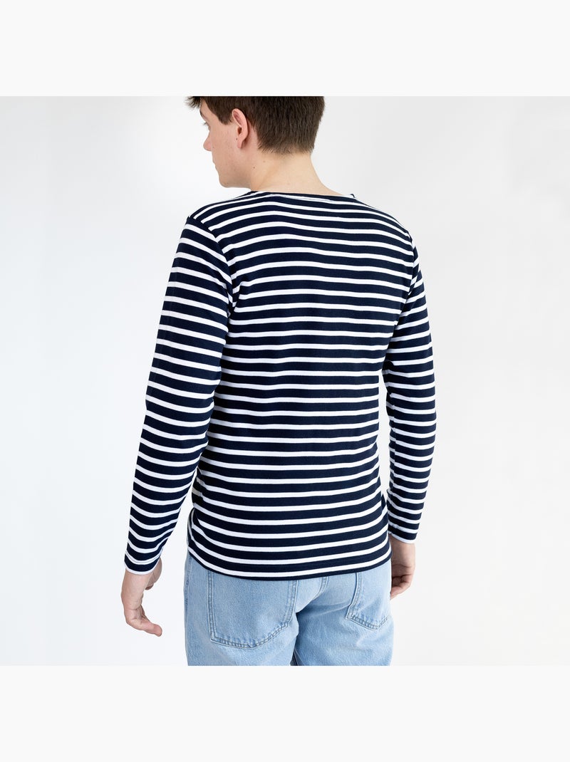 Marinière 'Breizh Océan', T-Shirt rayé mixte épais en Coton Bio, Homme ou Femme Marine/Blanc - Kiabi