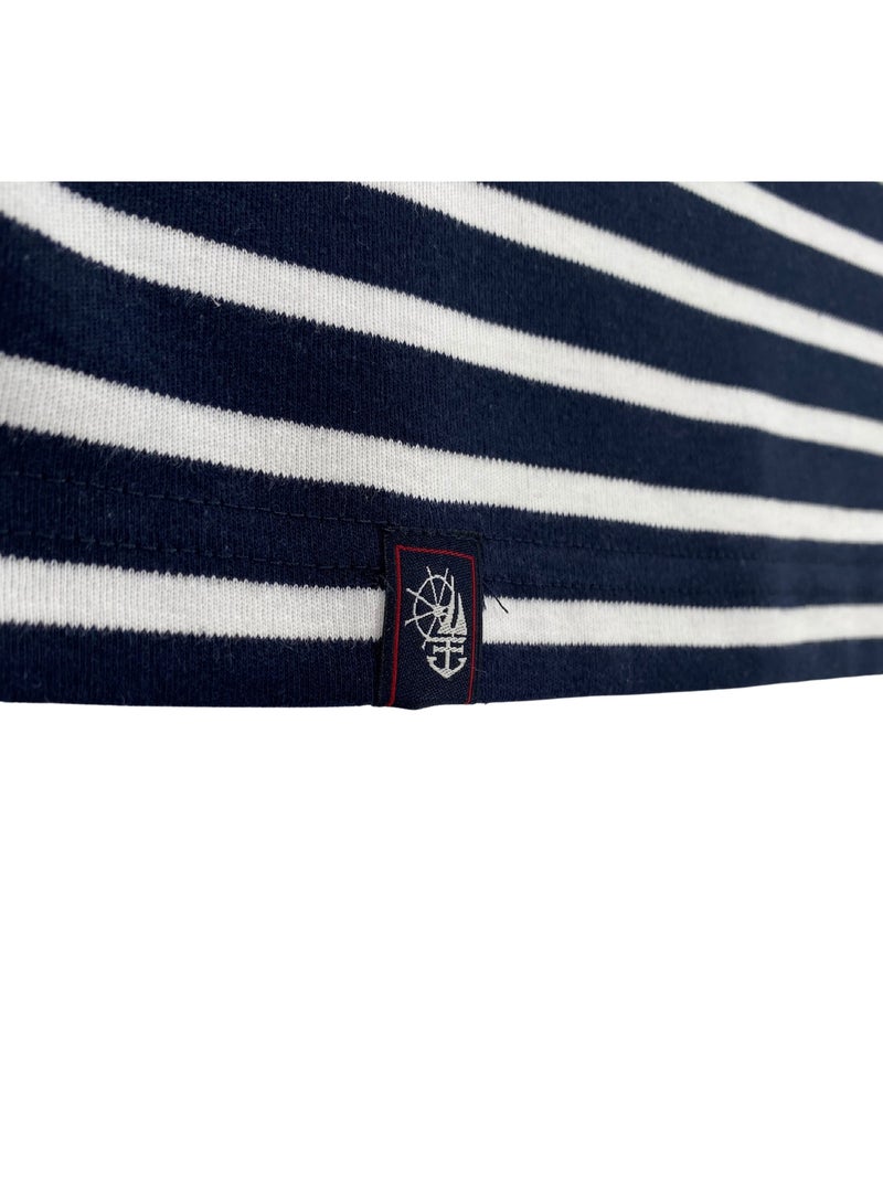 Marinière 'Breizh Océan', T-Shirt rayé mixte épais en Coton Bio, Homme ou Femme Marine/Blanc - Kiabi