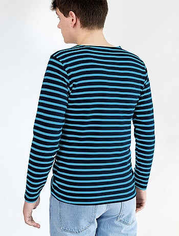 Marinière 'Breizh Océan', T-Shirt rayé mixte épais en Coton Bio, Homme ou Femme