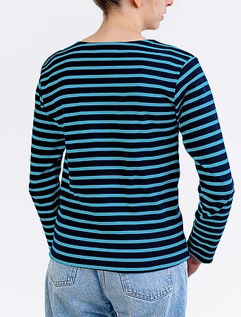 Marinière 'Breizh Océan', T-Shirt rayé mixte épais en Coton Bio, Homme ou Femme