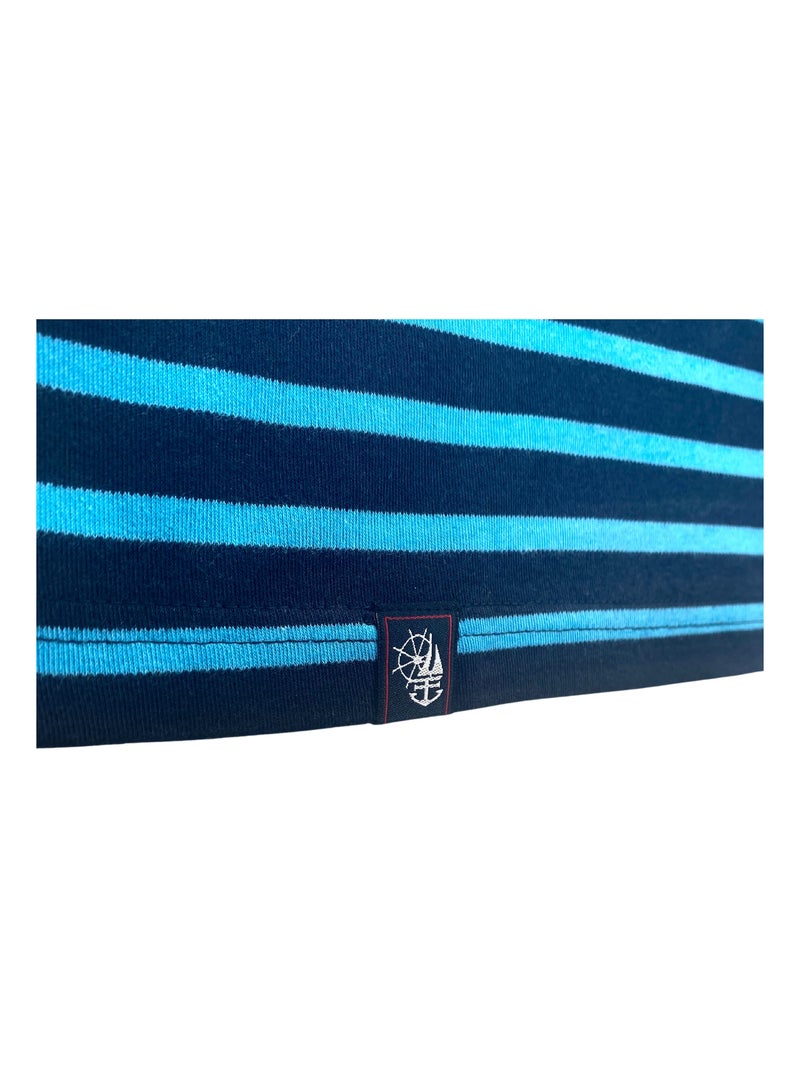 Marinière 'Breizh Océan', T-Shirt rayé mixte épais en Coton Bio, Homme ou Femme Marine/Ciel - Kiabi