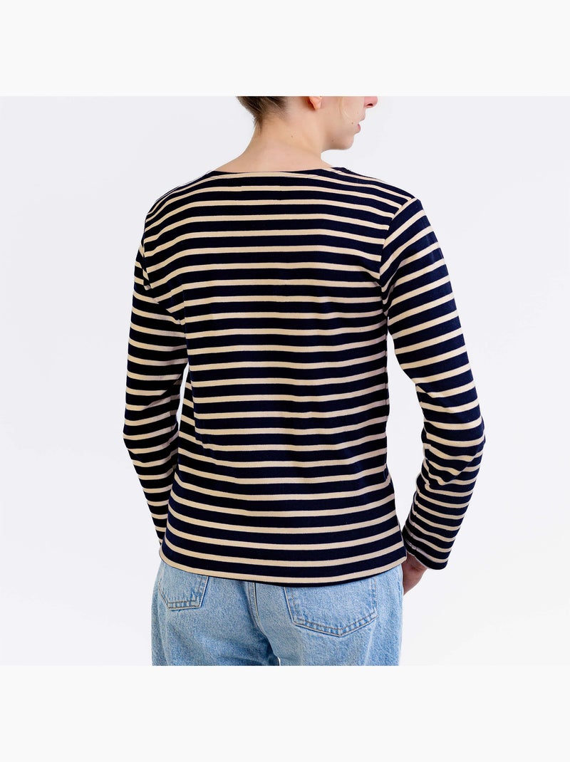 Marinière 'Breizh Océan', T-Shirt rayé mixte épais en Coton Bio, Homme ou Femme Marine/Ecru - Kiabi