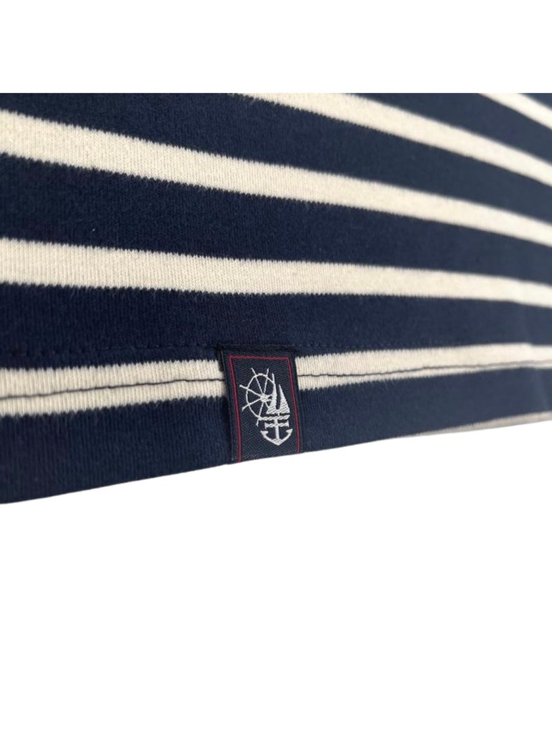 Marinière 'Breizh Océan', T-Shirt rayé mixte épais en Coton Bio, Homme ou Femme Marine/Ecru - Kiabi