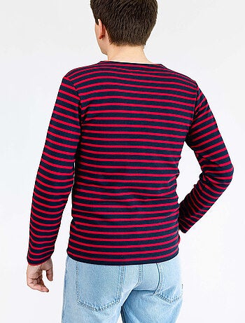 Marinière 'Breizh Océan', T-Shirt rayé mixte épais en Coton Bio, Homme ou Femme