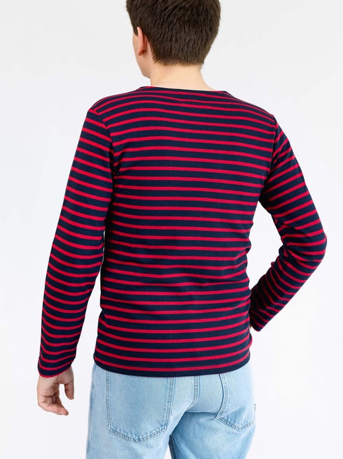 Marinière 'Breizh Océan', T-Shirt rayé mixte épais en Coton Bio, Homme ou Femme - Kiabi