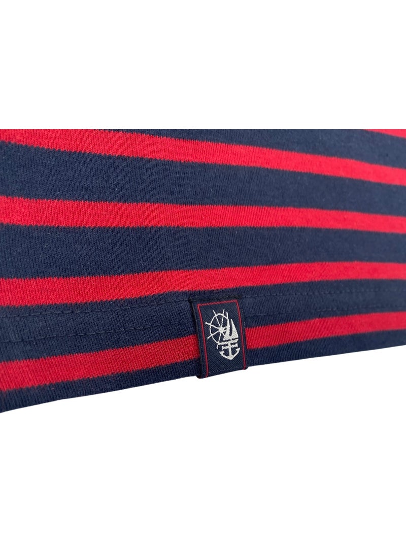 Marinière 'Breizh Océan', T-Shirt rayé mixte épais en Coton Bio, Homme ou Femme Marine/Rouge - Kiabi