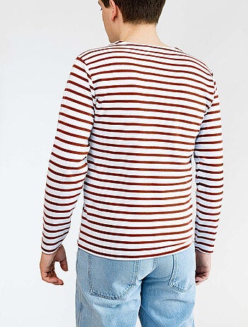 Marinière 'Breizh Océan', Tee-Shirt rayé mixte épais en Coton Bio, Homme ou Femme