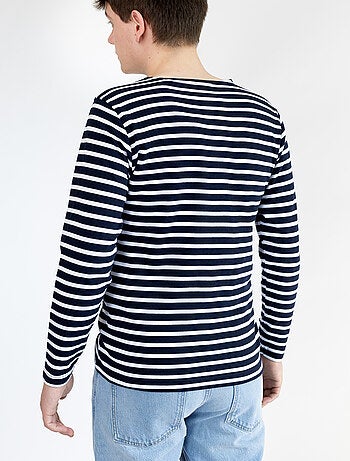 Marinière 'Breizh Océan', Tee-Shirt rayé mixte épais en Coton Bio, Homme ou Femme