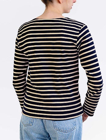 Marinière 'Breizh Océan', Tee-Shirt rayé mixte épais en Coton Bio, Homme ou Femme