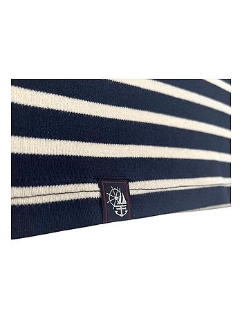 Marinière 'Breizh Océan', Tee-Shirt rayé mixte épais en Coton Bio, Homme ou Femme