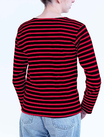Marinière 'Breizh Océan', Tee-Shirt rayé mixte épais en Coton Bio, Homme ou Femme