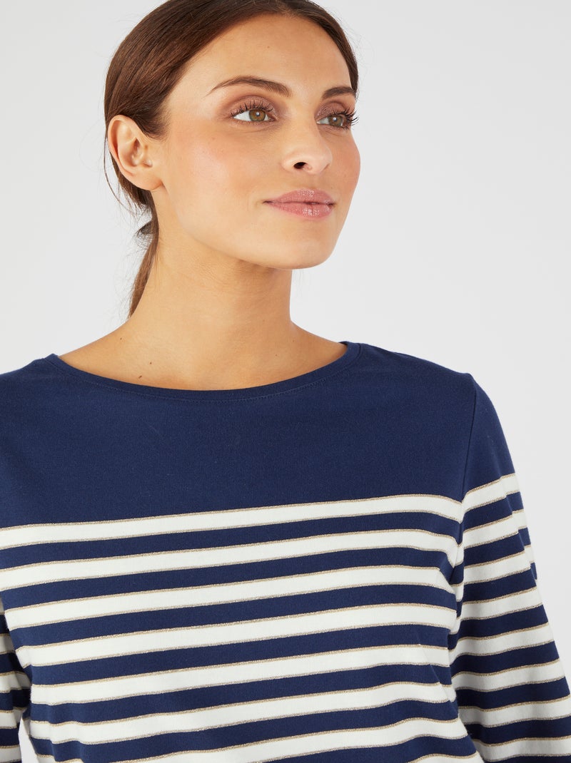 Marinière brillante manches 3/4 - Damart Bleu marine - Kiabi