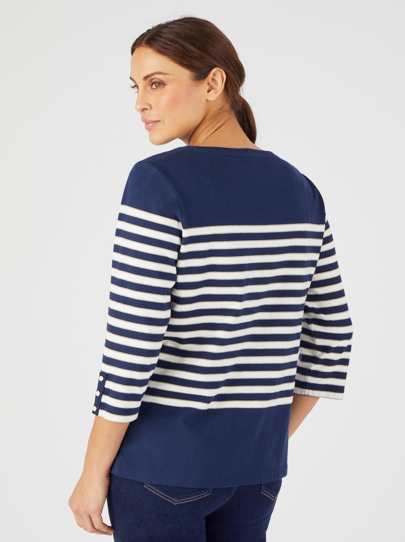 Marinière brillante manches 3/4 - Damart Bleu marine - Kiabi