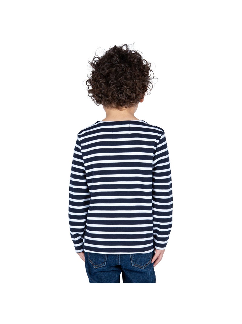 Marinière coton Bio 'Breizh Océan' T-Shirt rayé épais mixte, garçon ou fille Marine/Blanc - Kiabi