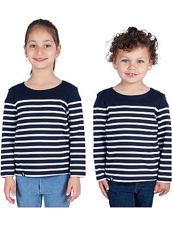 Marinière Coton BIO 'Breizh Océan', Tee Shirt Enfant Garcon ou Fille Manches Longues