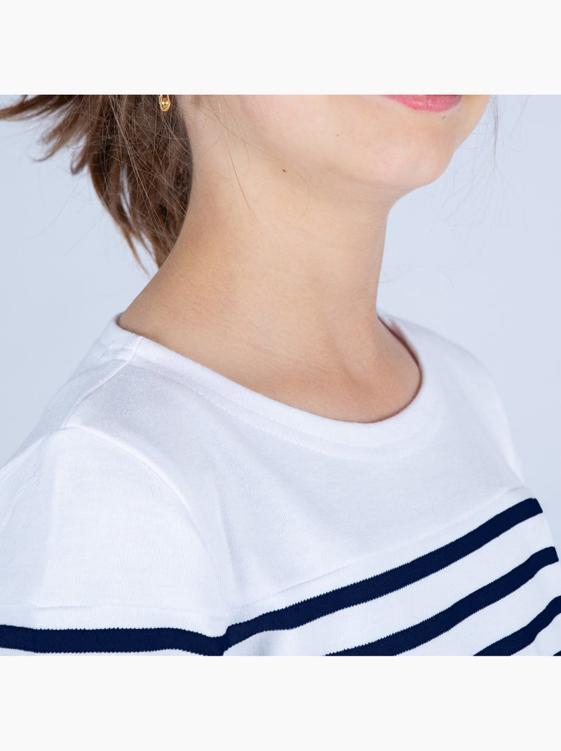 Marinière Coton BIO 'Breizh Océan', Tee Shirt Enfant Garcon ou Fille Manches Longues Marine/Rouge - Kiabi