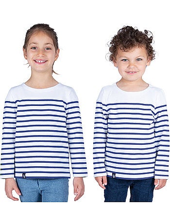 Marinière Coton BIO 'Breizh Océan',de 1 à 14 ans,Tee Shirt Enfant Garcon ou Fille Manches Longues