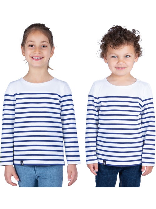 Marinière Coton BIO 'Breizh Océan',de 1 à 14 ans,Tee Shirt Enfant Garcon ou Fille Manches Longues - Kiabi