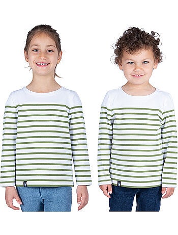 Marinière Coton BIO 'Breizh Océan',de 1 à 14 ans,Tee Shirt Enfant Garcon ou Fille Manches Longues