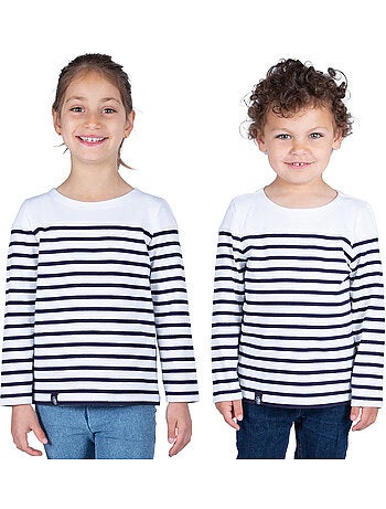 Marinière Coton BIO 'Breizh Océan',de 1 à 14 ans,Tee Shirt Enfant Garcon ou Fille Manches Longues