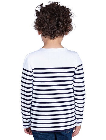 Marinière Coton BIO 'Breizh Océan',de 1 à 14 ans,Tee Shirt Enfant Garcon ou Fille Manches Longues