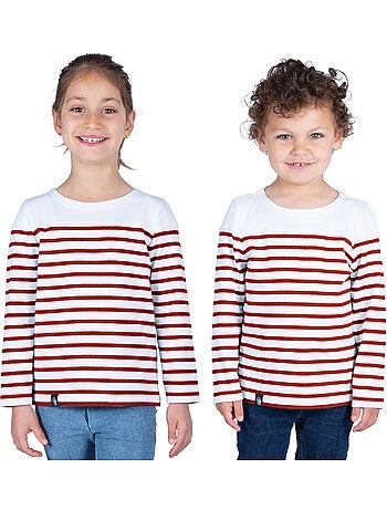 Marinière Coton BIO 'Breizh Océan',de 1 à 14 ans,Tee Shirt Enfant Garcon ou Fille Manches Longues