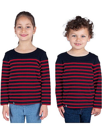 Marinière Coton BIO 'Breizh Océan',de 1 à 14 ans,Tee Shirt Enfant Garcon ou Fille Manches Longues