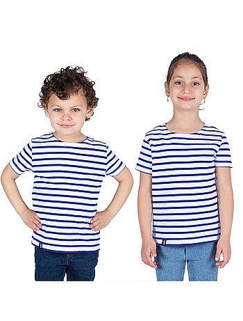 Marinière Coton BIO, de 1 à 14 ans - Création française 'Breizh Océan', tee shirt enfant mixte