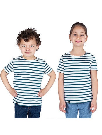 Marinière Coton BIO, de 1 à 14 ans - Création française 'Breizh Océan', tee shirt enfant mixte