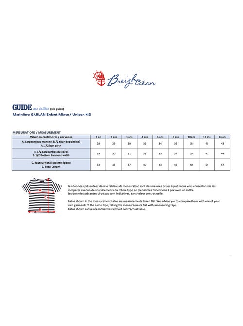 Marinière Coton BIO, de 1 à 14 ans - Création française 'Breizh Océan', tee shirt enfant mixte - Kiabi