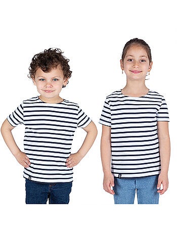 Marinière Coton BIO, de 1 à 14 ans - Création française 'Breizh Océan', tee shirt enfant mixte