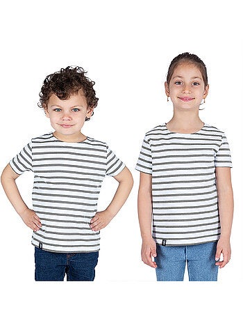 Marinière Coton BIO, de 1 à 14 ans - Création française 'Breizh Océan', tee shirt enfant mixte