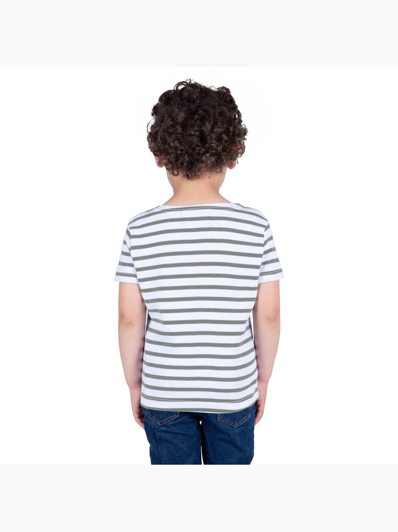 Marinière Coton BIO, de 1 à 14 ans - Création française 'Breizh Océan', tee shirt enfant mixte Gris - Kiabi