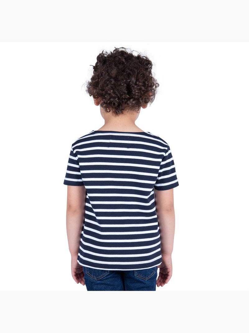 Marinière Coton BIO, de 1 à 14 ans - Création française 'Breizh Océan', tee shirt enfant mixte Marine/Blanc - Kiabi