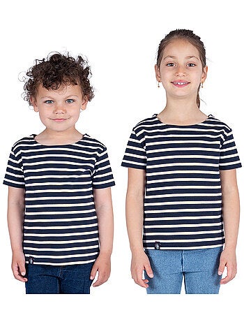 Marinière Coton BIO, de 1 à 14 ans - Création française 'Breizh Océan', tee shirt enfant mixte