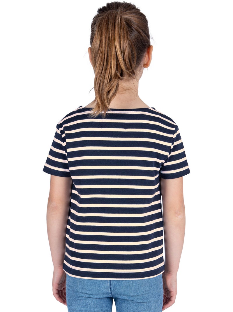 Marinière Coton BIO, de 1 à 14 ans - Création française 'Breizh Océan', tee shirt enfant mixte Marine/Ecru - Kiabi