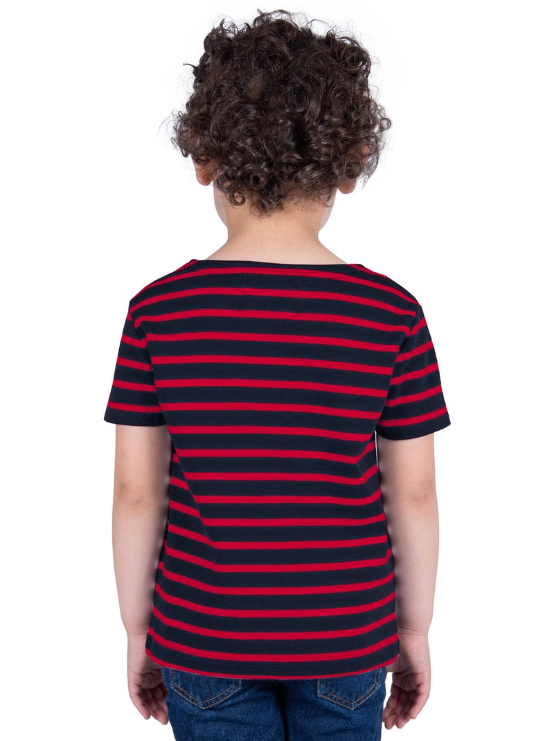 Marinière Coton BIO, de 1 à 14 ans - Création française 'Breizh Océan', tee shirt enfant mixte Marine/Rouge - Kiabi