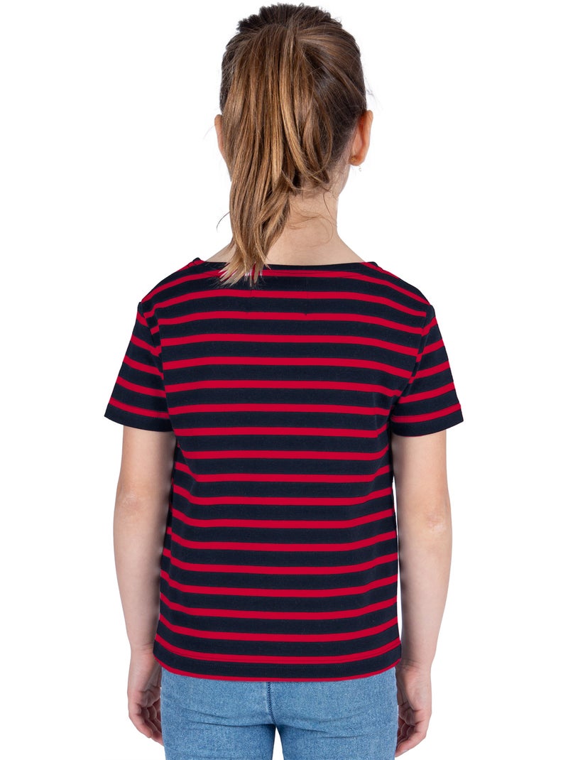 Marinière Coton BIO, de 1 à 14 ans - Création française 'Breizh Océan', tee shirt enfant mixte Marine/Rouge - Kiabi