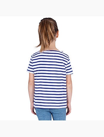 Marinière Coton BIO manches courtes 'Breizh Océan', tee shirt enfant mixte