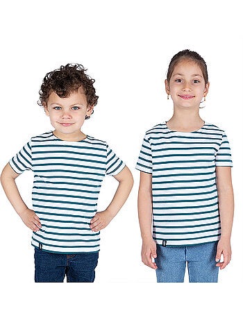 Marinière Coton BIO manches courtes 'Breizh Océan', tee shirt enfant mixte