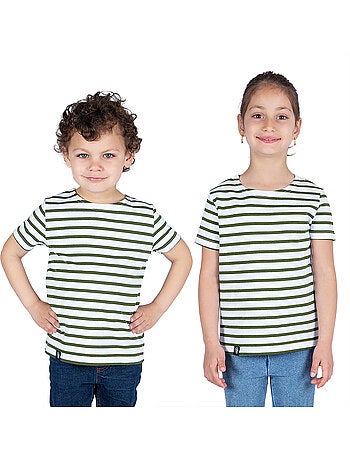 Marinière Coton BIO manches courtes 'Breizh Océan', tee shirt enfant mixte