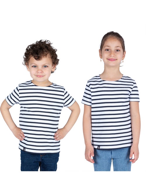 Marinière Coton BIO manches courtes 'Breizh Océan', tee shirt enfant mixte - Kiabi Marinière Coton BIO manches courtes 'Breizh Océan', tee shirt enfant mixte - Kiabi
