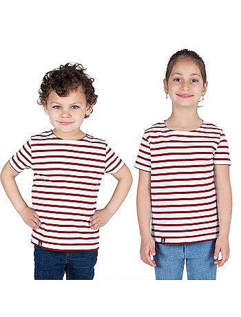Marinière Coton BIO manches courtes 'Breizh Océan', tee shirt enfant mixte