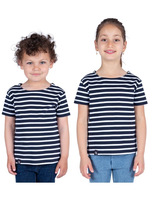 Marinière Coton BIO manches courtes 'Breizh Océan', tee shirt enfant mixte - Kiabi