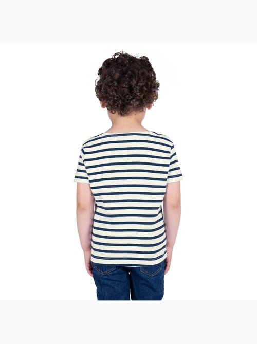 Marinière Coton BIO manches courtes 'Breizh Océan', tee shirt enfant mixte - Kiabi