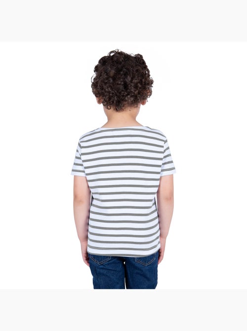 Marinière Coton BIO manches courtes 'Breizh Océan', tee shirt enfant mixte - Kiabi