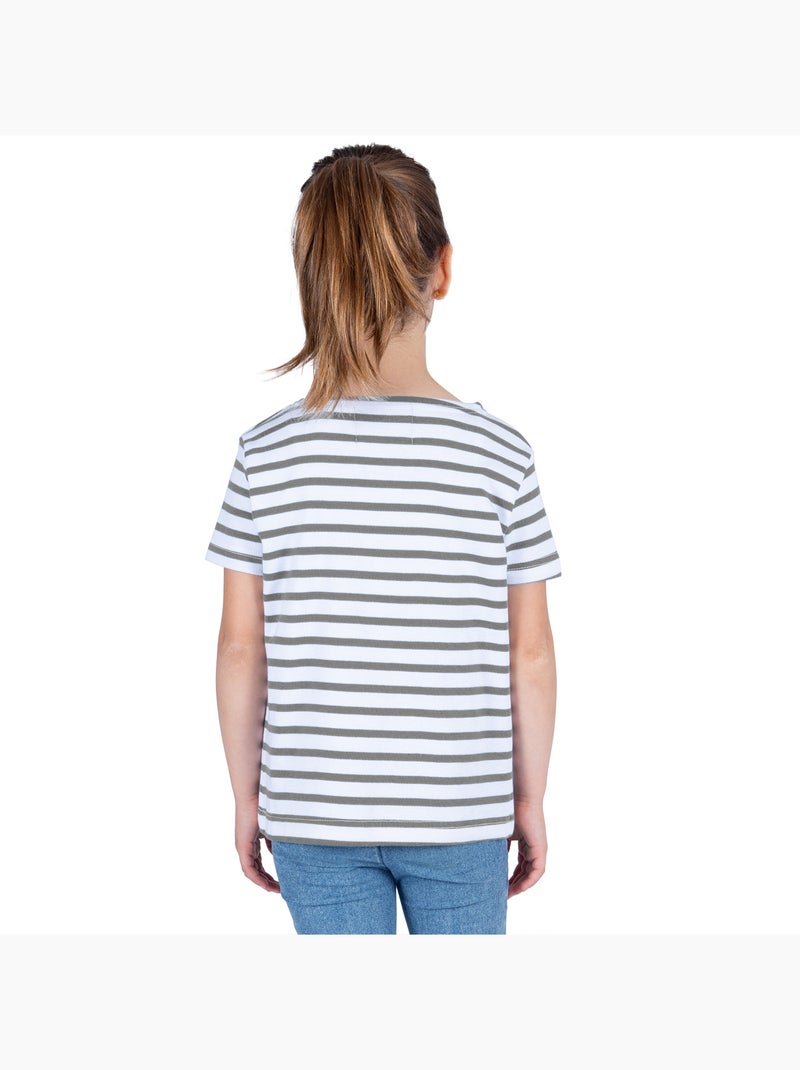 Marinière Coton BIO manches courtes 'Breizh Océan', tee shirt enfant mixte Gris - Kiabi