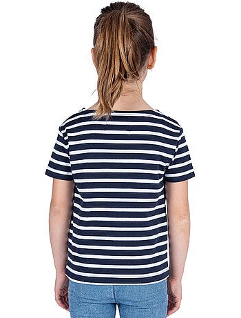 Marinière Coton BIO manches courtes 'Breizh Océan', tee shirt enfant mixte